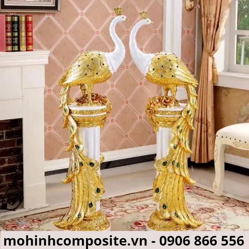 mo hinh composite 1 5619 - Tượng chim công sang trọng bằng composite